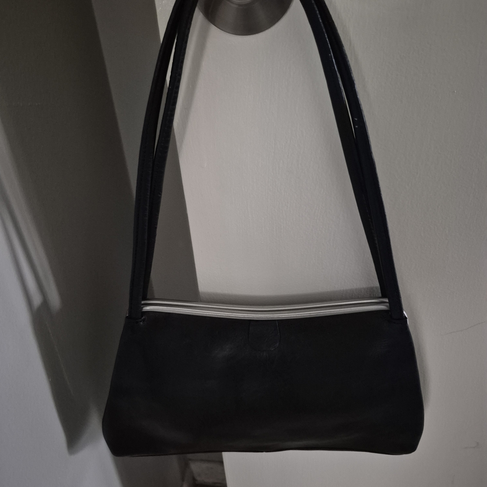 Classic Black Shoulder Bag with Double Straps